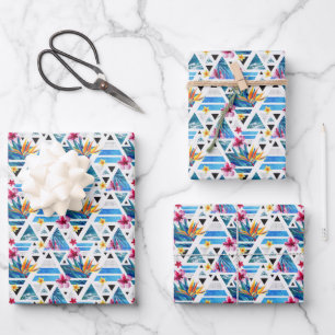 Feuille De Papier Cadeau Patters de Geometric Tropical