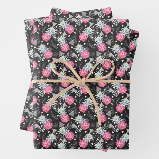 Feuille De Papier Cadeau Patters de Textured Triangle Pineapple (En situation)