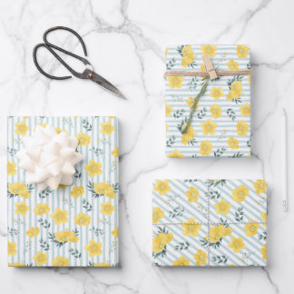Feuille De Papier Cadeau pavot jaune