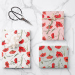 Feuille De Papier Cadeau Pavot Rouge Élégant et Fleurs Vertes Aquarelle<br><div class="desc">Élevez votre façon d'offrir des cadeaux avec nos feuilles de papier d'emballage à l'aquarelle florale verte et au coquelicot rouge élégant, parfaites pour toute occasion spéciale, en particulier les anniversaires. Ce beau papier d'emballage présente un magnifique design à l'aquarelle de coquelicots rouges vibrants et de feuilles vertes luxuriantes, créant un...</div>