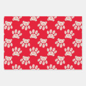 Feuille De Papier Cadeau Paw Chien Pâte Peppermenthe En Rouge Vert Blanc (Devant 2)