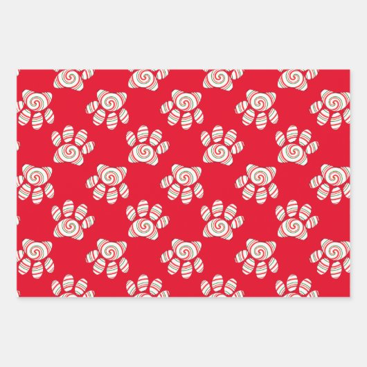 Feuille De Papier Cadeau Paw Chien Pâte Peppermenthe En Rouge Vert Blanc (Devant 2)