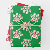 Feuille De Papier Cadeau Paw Chien Pâte Peppermenthe En Rouge Vert Blanc (En situation)