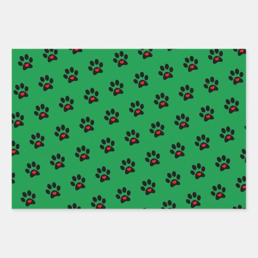 Feuille De Papier Cadeau Pawprint Chien Xmas  (Devant 3)