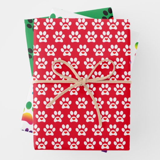 Feuille De Papier Cadeau Pawprint Chien Xmas  (En situation)