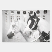 Feuille De Papier Cadeau Pays Chevaux Rustique Noir Et Blanc Occident (Devant 3)