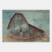 Feuille De Papier Cadeau Pays Rustique Turquoise Grange Vintage Texture Dec (Devant 2)