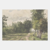 Feuille De Papier Cadeau Paysage aquarelle du chemin - Troyon constant (Devant 2)