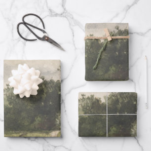 Feuille De Papier Cadeau Paysage aquarelle du chemin - Troyon constant