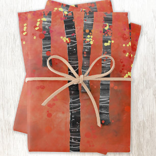 Feuille De Papier Cadeau Paysage de la forêt de Birch Tree