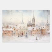 Feuille De Papier Cadeau Paysage de neige de Noël (Devant)