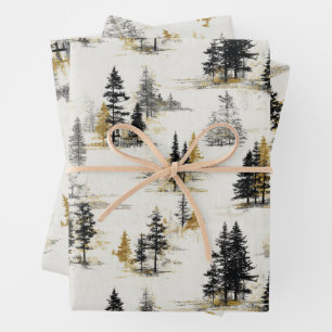 Feuille De Papier Cadeau Paysage de pins paysage