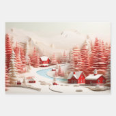 Feuille De Papier Cadeau Paysage d'hiver scandinave en 3D (Devant 3)