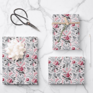 Feuille De Papier Cadeau Paysage Français Toile Fleurie Design Rose