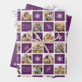 Feuille De Papier Cadeau Peace and Joy Purple Holiday Photo Collage (En situation)