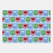 Feuille De Papier Cadeau Peace Love Hanoukka Motif Light Blue Chanukah (Devant 2)