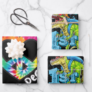 Feuille De Papier Cadeau Peace Tie Dye Coeur Vintage Hippie Retro Super