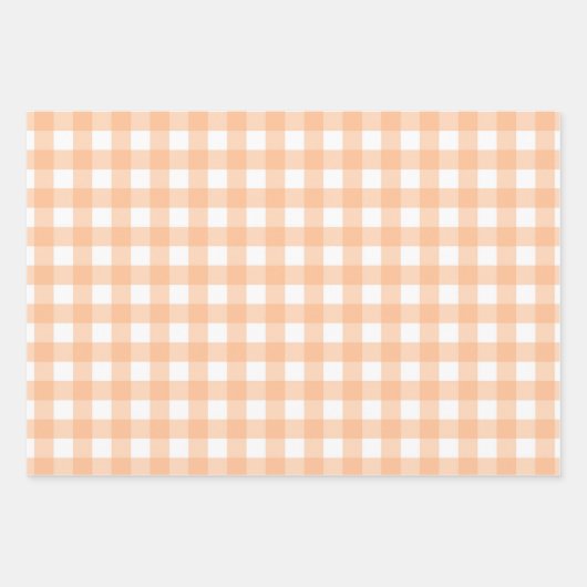 Feuille De Papier Cadeau Peach Motif Plaid Classic En vichy (Devant)