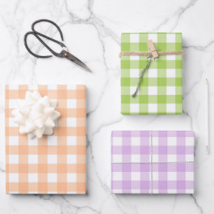 Feuille De Papier Cadeau Peach Motif Plaid Classic En vichy