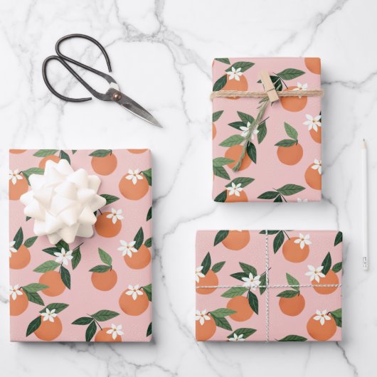 Feuille De Papier Cadeau Peach Orange Juice Motif (Recto)