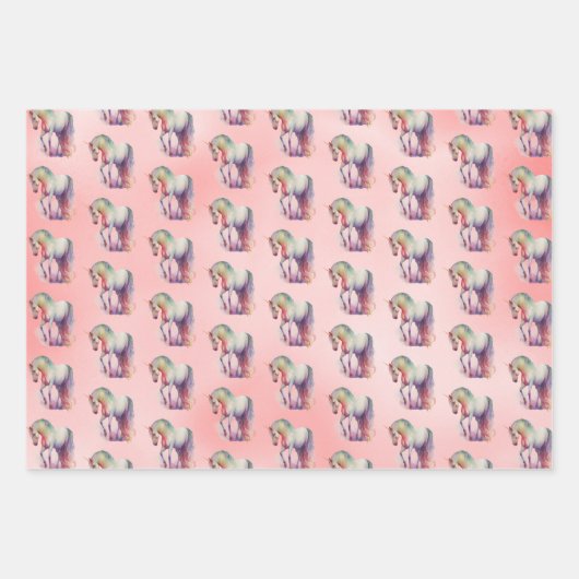 Feuille De Papier Cadeau Peach Pink Unicorn Dream (Devant 2)