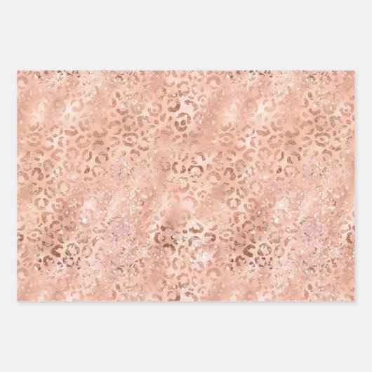 Feuille De Papier Cadeau Peach Rose Leopard (Devant 2)