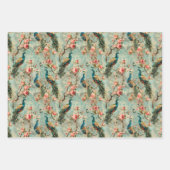 Feuille De Papier Cadeau Peacocks et fleurs (Devant 3)