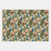 Feuille De Papier Cadeau Peacocks et fleurs (Devant 2)