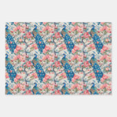 Feuille De Papier Cadeau Peacocks et fleurs (Devant)