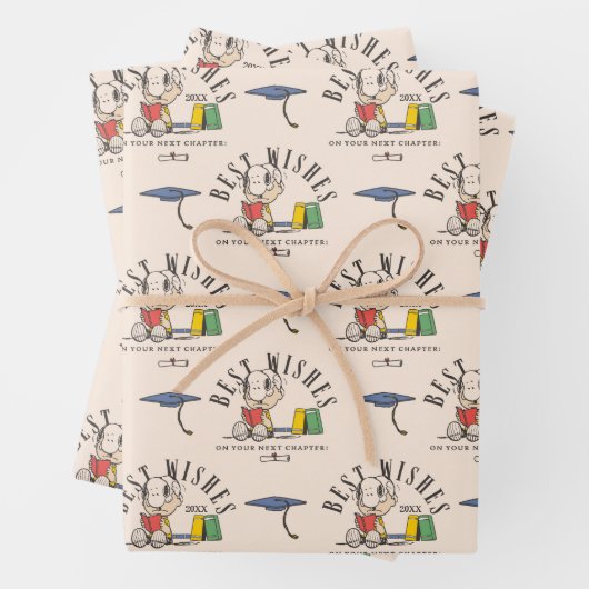 Feuille De Papier Cadeau Peanuts Snoopy Meilleurs Vœux Patron de Remise de (En situation)