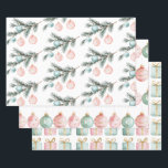 Feuille De Papier Cadeau Pearl Aqua Pink Christmas Tree Branch Ornements<br><div class="desc">Aqua Blue Rose Ornements Pearl White Christmas Tree Branch Cadeaux</div>