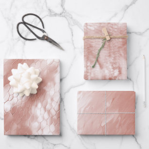 Feuille De Papier Cadeau Peau de serpent blanc rose or