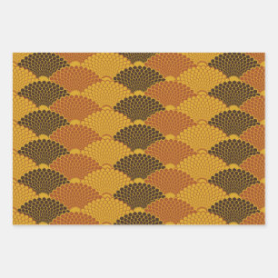Feuille De Papier Cadeau Peaux de reptiles japonais sans soudure motif (or)