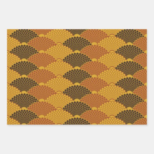 Feuille De Papier Cadeau Peaux de reptiles japonais sans soudure motif (or) (Devant)