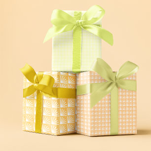 Feuille De Papier Cadeau Pêche Jaune Pastel Géométrique Printemps