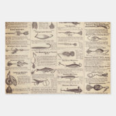 Feuille De Papier Cadeau Pêche vintage leures : pêcheur d'antiquité des ann (Devant 2)