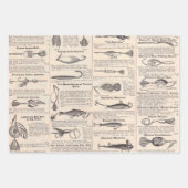 Feuille De Papier Cadeau Pêche vintage leures : pêcheur d'antiquité des ann (Devant)