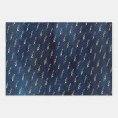 Feuille De Papier Cadeau Peint en bleu et or (Devant 3)