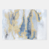 Feuille De Papier Cadeau Peint en bleu et or (Devant 2)