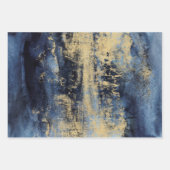 Feuille De Papier Cadeau Peint en bleu et or (Devant)