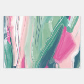 Feuille De Papier Cadeau Peinture à la main abstraite peinture marbré vert (Devant 3)