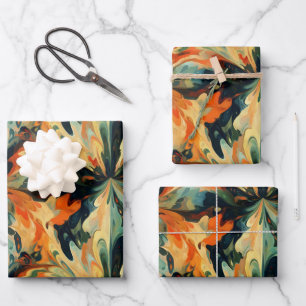 Feuille De Papier Cadeau Peinture à l'huile abstraite d'automne
