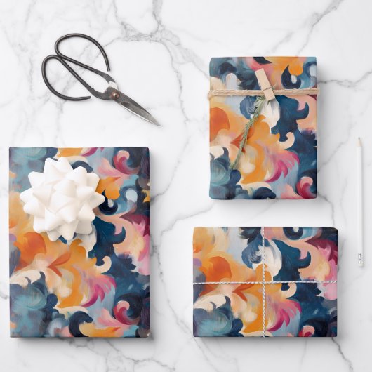 Feuille De Papier Cadeau Peinture Abstraite Colorée (Recto)