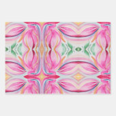 Feuille De Papier Cadeau Peinture Abstraite d'aquarelle florale (Devant 3)