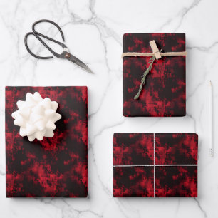 Feuille De Papier Cadeau Peinture Abstraite Noir & Rouge
