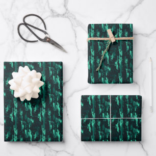 Feuille De Papier Cadeau Peinture Abstraite Sarcelle & Noir 