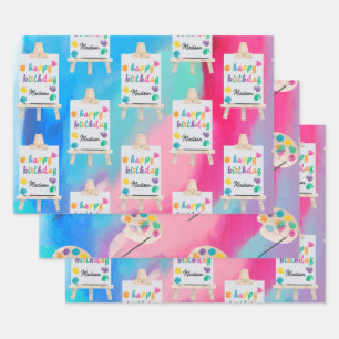 Feuille De Papier Cadeau Peinture Art Artiste Peinture Anniversaire Thème