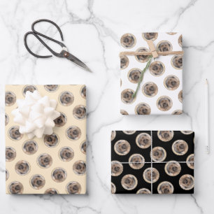 Feuille De Papier Cadeau Peinture de berger pyrénéen à poils longs art de c