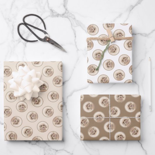 Feuille De Papier Cadeau Peinture de caniche Jouet Apricot Crème originale  (Recto)