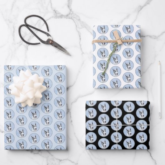 Feuille De Papier Cadeau Peinture de Great Dane (Arlequin) - Art original d (Recto)